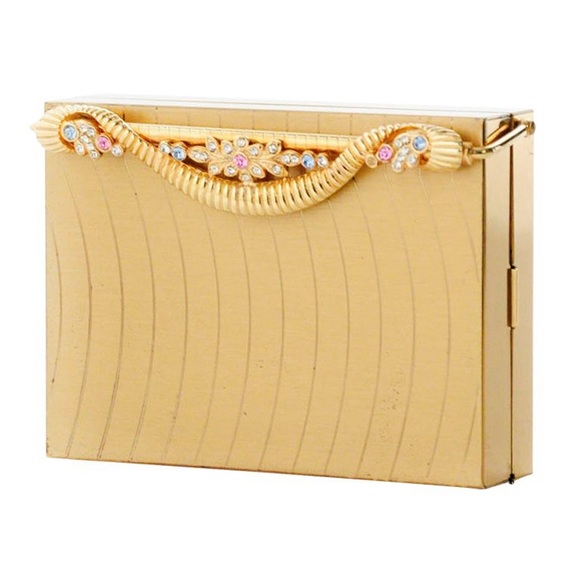 volupte Handbags - Vintage Purse/Minaudière Clutch-Gold With Black Faille Frame